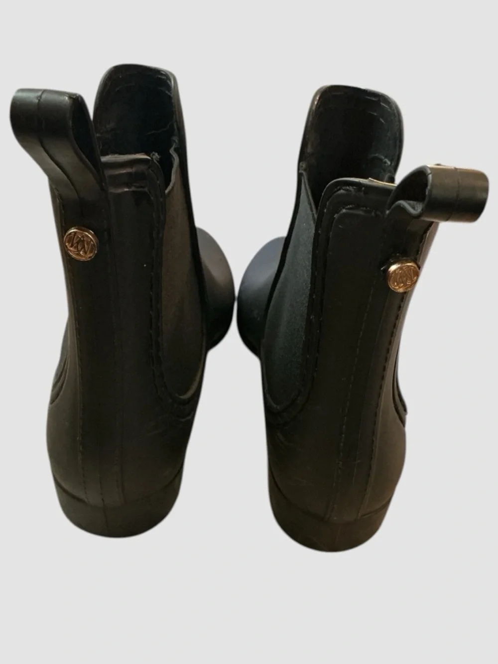 🌸Catharine Malandrino Black Chelsea Rain Ankle Boots - Sleek Waterproof Pull-On